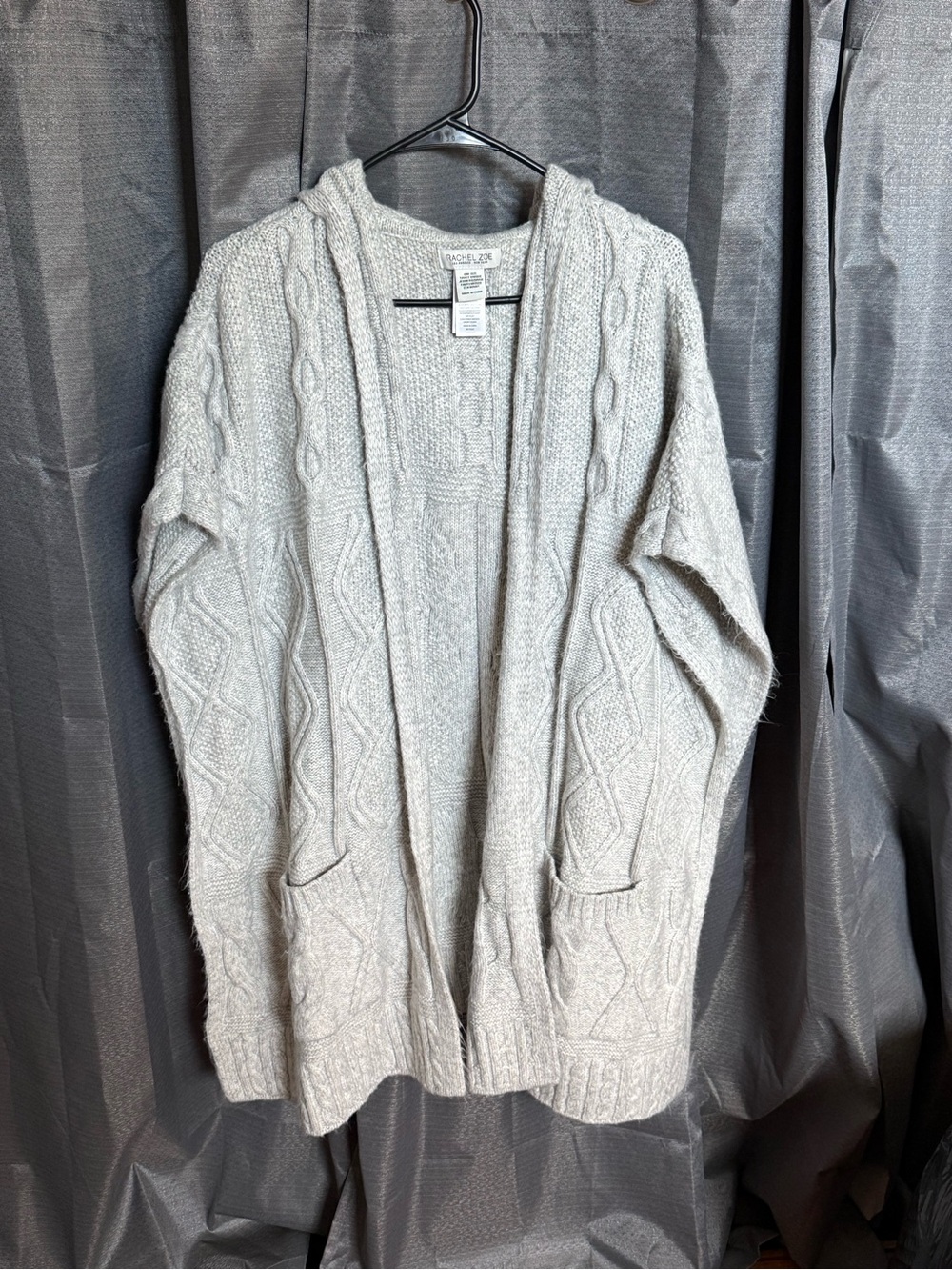 Cozy Cable-Knit Hooded Cardigan Sweater Shawl- Sleeveless